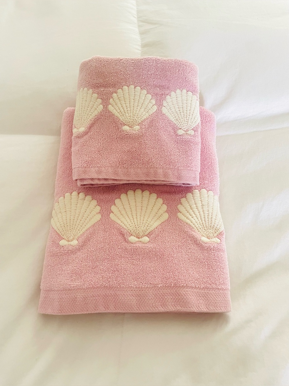 Vintage Towels 1 Bath 1 Hand Avanti Grand Prix Sea Shell Pink 100% Cotton